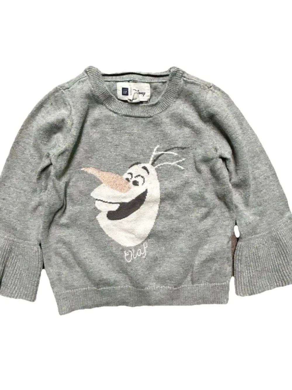 Baby Gap Disney Frozen Olaf Grey Crewneck Sweater Size 2T Elsa Ana
